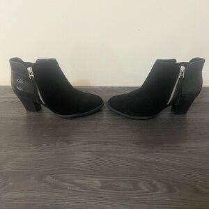 Vionic Black Suede and Snake Skin Booties